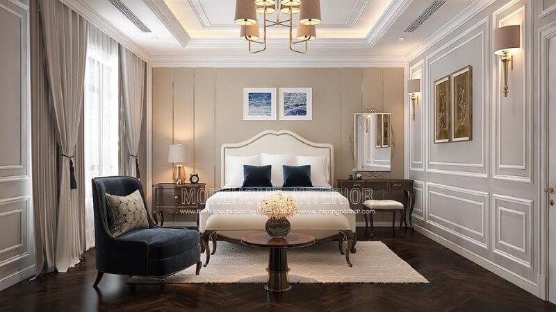 Giường ngủ chung cư tân cổ điển Giường ngủ chung cư tân cổ điển