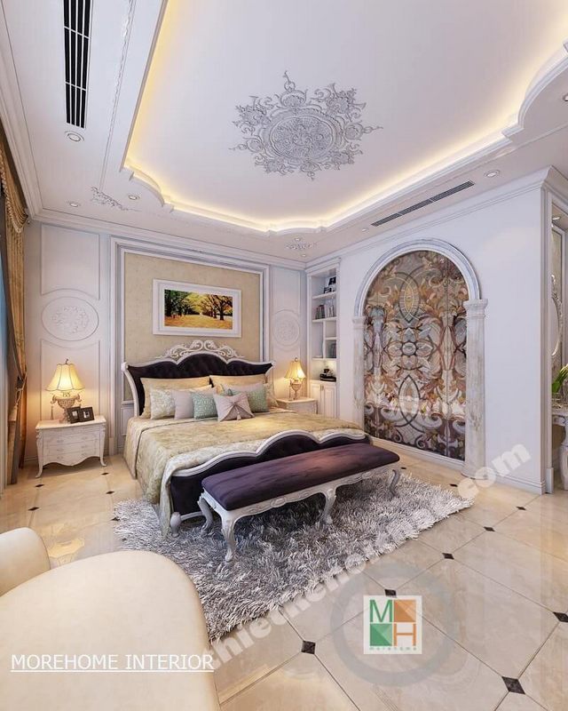 Mẫu đôn sofa bọc nỉ nhung tân cổ điển sang trọng cho phòng ngủ