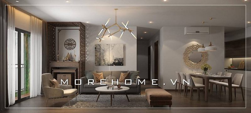 Sofa hiện đại là lựa chọn tuyệt vời cho phòng khách chung cư cùng với kiểu văng tiện lợi và vỏ bọc vải tone xám đem lại cảm giác thoải mái, thoáng đãng và ấm cúng đầy sức hút.